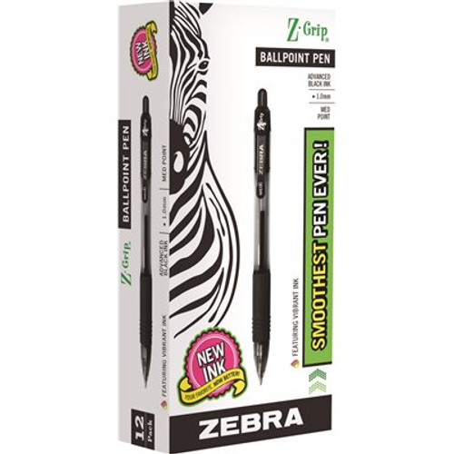 Zebra Pen Z-Grip Ballpoint Retractable Pen, Black Ink Medium Dozen Zebra Pen Z-Grip Ballpoint Retractable Pen, Black Ink Medium Dozen