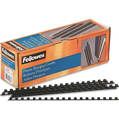 Fellowes Mfg. PLASTIC COMB BINDINGS, 1/4 IN. DIAMETER, 20 SHEET CAPACITY, BLACK, 100/PACK