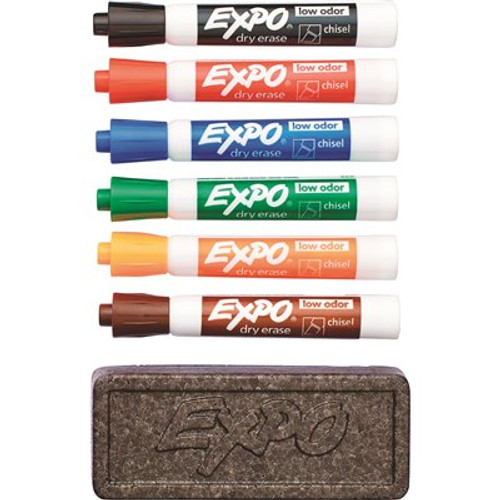 EXPO Dry Erase Marker And Organizer Kit, Chisel Tip, Assorted (6-Set)