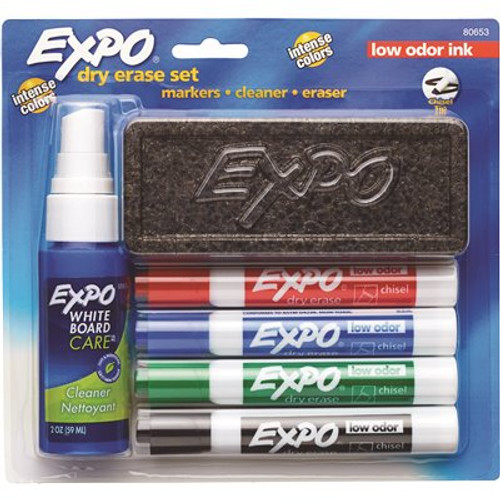 EXPO Low Odor Dry Erase Marker Starter Set, Assorted (4/Set)
