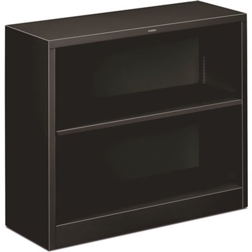 HON 34-1/2 in. W x 12-5/8 in. D x 29 in. H Black 2-Shelves Metal Bookcase