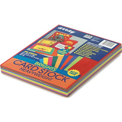 PACON CORPORATION ARRAY CARD STOCK, 65 LBS., LETTER, ASSORTED BRIGHT COLORS, 100 SHEETS/PACK