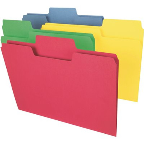 Smead Supertab Colored File Folders 1/3 in. Cut Letter Assorted (100-Box)