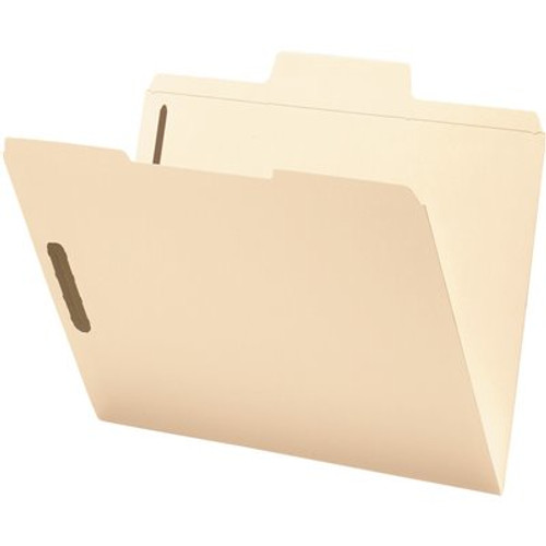 Smead Supertab File Folders with Fastener 1/3 Cut 11 in. Point Letter, Manila (50-Box)