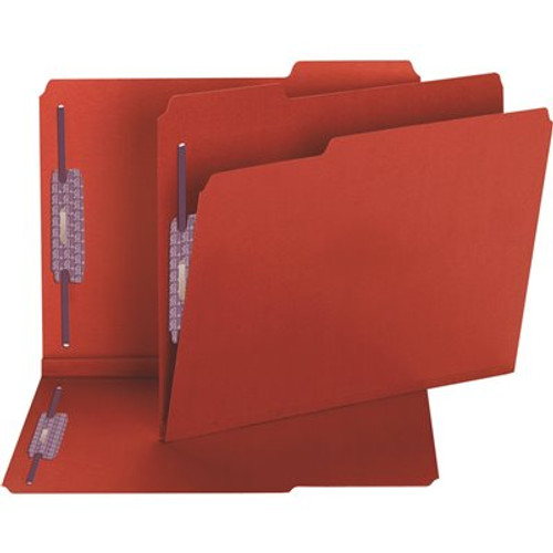 Smead Colored Press Board Fastner Folders Letter with 1/3 Cut, Bright Red (25-Pack)