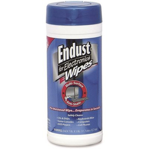 Endust 5-1/2 in. x7 in. Antistatic Premoistened Wipes for Electronics Cloth (70 per Tub)