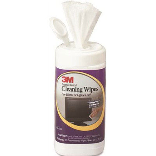 3M 5-1/2 in. x 6-3/4 in. Electronic Equipment Cleaning Wipes White (80 per Canister)