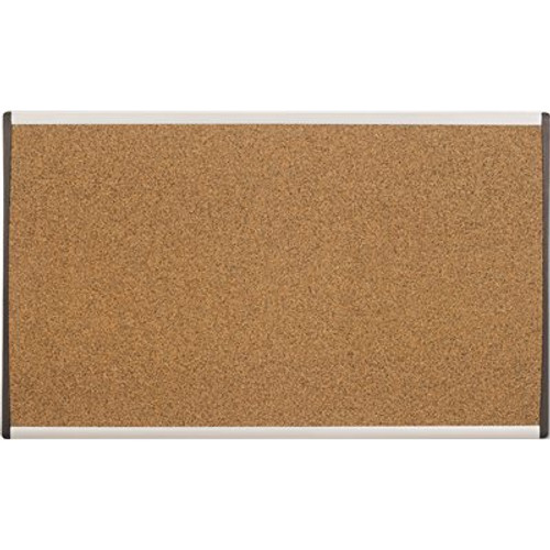 Quartet 18 in. x 30 in. Bulletin Board with Natural Cork Surface and Silver (1-Each)