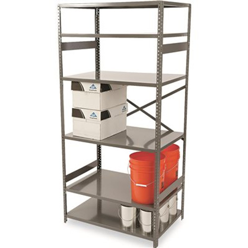 Tennsco COMMERCIAL STEEL SHELVING, 6 SHELVES, 36W X 24D X 75H, MEDIUM GRAY