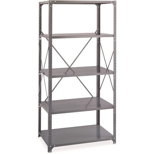 Safco 36 in. W x 18 in. D x 75 in. H Dark Gray 5-Shelves Commercial Steel Shelving Unit