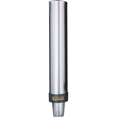 San Jamar Large Water Cup Dispenser with Removable Cap Wall Mounted in Stainless Steel