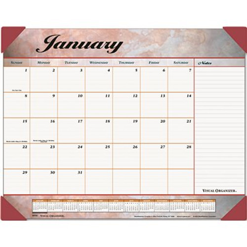 At-A-Glance AT-A-GLANCE MARBLEIZED MONTHLY DESK PAD CALENDAR, 22 X 17, BURGUNDY