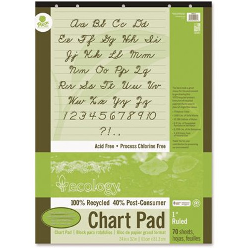 24 in. x 32 in. S.A.V.E Recycled Chart Pads, 1 in. Ruled, White (70-Sheets)