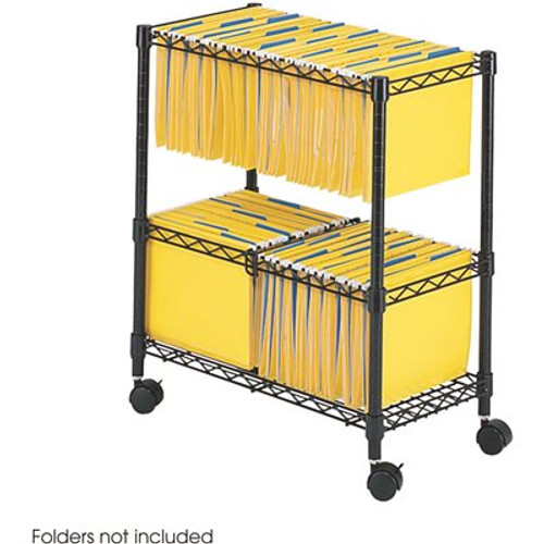 Safco 25-3/4 in. W x 14 in. D x 29-3/4 in. H 2-Tier Metal Rolling File Cart in Black