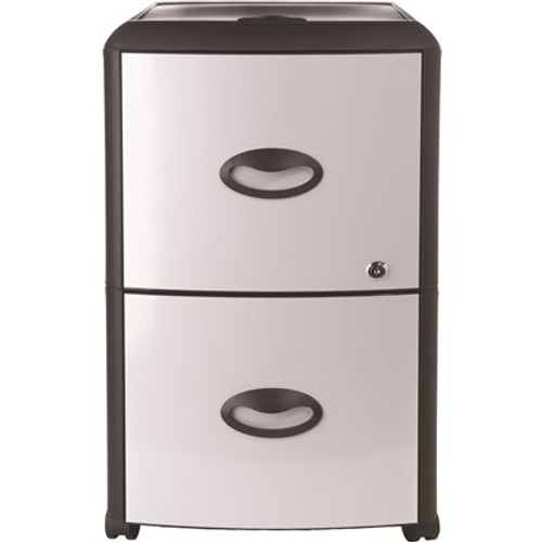 Storex 19 in. W x 15 in. D x 23 in. H Black and Silver Mobile Filing Cabinet with Metal Siding Storex 19 in. W x 15 in. D x 23 in. H Black and Silver Mobile Filing Cabinet with Metal Siding