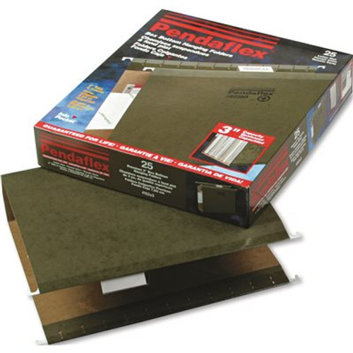 Esselte Pendaflex Corp. PENDAFLEX THREE INCH REINFORCED HANGING KRAFT FILE FOLDERS, LETTER, STANDARD GREEN, 25/BOX Esselte Pendaflex Corp. PENDAFLEX THREE INCH REINFORCED HANGING KRAFT FILE FOLDERS, LETTER, STANDARD GREEN, 25/BOX