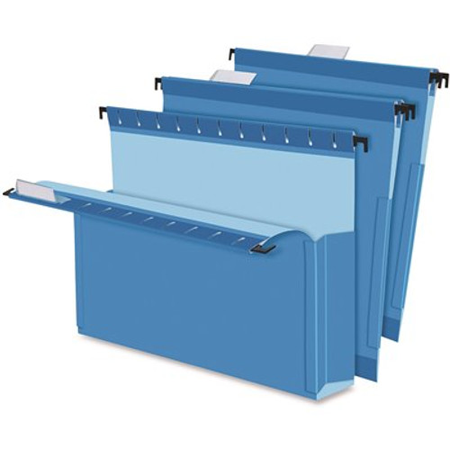 Pendaflex 2 in. Expansion Hanging Box Bottom Folders with Sides, Legal, Blue (25-Box)