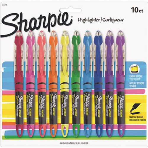 Sharpie Accent Liquid Pen Style Highlighter Chisel Tip Assorted (10/Set)