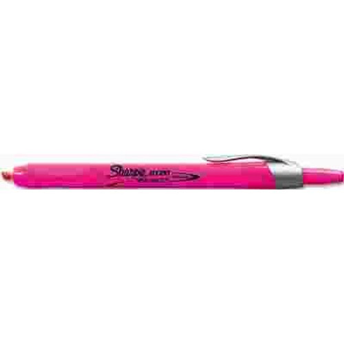 SANFORD ACCENT RETRACTABLE HIGHLIGHTERS, CHISEL TIP, FLUORESCENT PINK, 12/PK