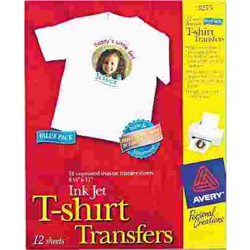 Avery Dennison AVERY PERSONAL CREATIONS INKJET T-SHIRT TRANSFER, 8-1/2 X 11, WHITE, 12/PACK