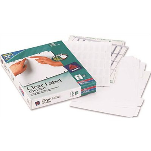 Avery Index Maker Clear Label Dividers, 5-Tab, Letter, White (25-Sets)