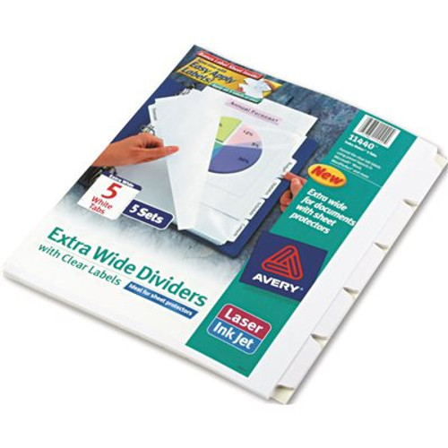 Avery Dennison AVERY INDEX MAKER CLEAR LABEL DIVIDERS, 5-TAB, 11 1/4 X 9 1/4, 5 SETS