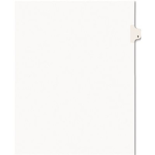 Avery Dennison AVERY AVERY-STYLE LEGAL SIDE TAB DIVIDER, TITLE: 5, LETTER, WHITE, 25/PACK