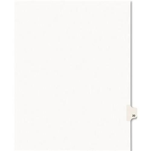 Avery Dennison AVERY AVERY-STYLE LEGAL SIDE TAB DIVIDER, TITLE: 20, LETTER, WHITE, 25/PACK