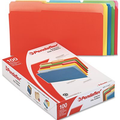 Esselte Pendaflex Corp. PENDAFLEX INTERIOR FILE FOLDERS, 1/3 CUT TOP TAB, LEGAL, BRIGHT ASSORTED, 100/BOX