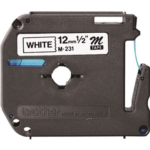 Brother M Series 1/2 in. W Black on White Tape Cartridge for P-Touch Labelers