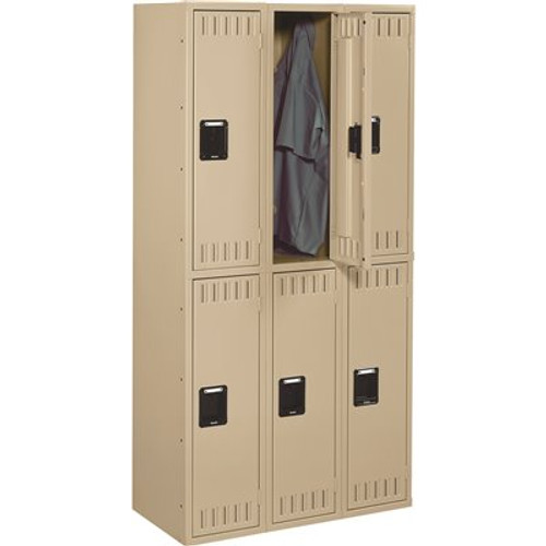 Tennsco 36 in. W x 18 in. D x 72 in. H Double Tier Locker in Sand