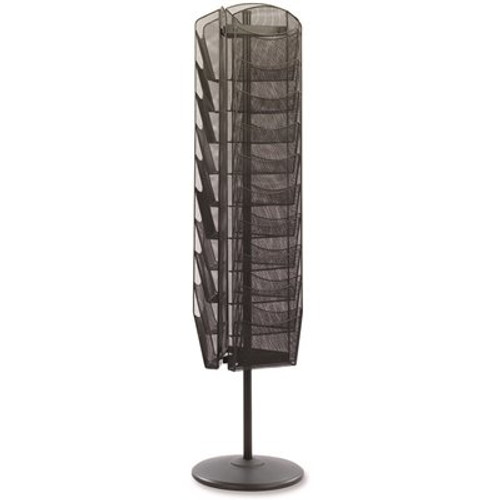 Safco Onyx 30-Compartments 16-1/2 in. W x 66 in. H Mesh Rotating Magazine Display in Black