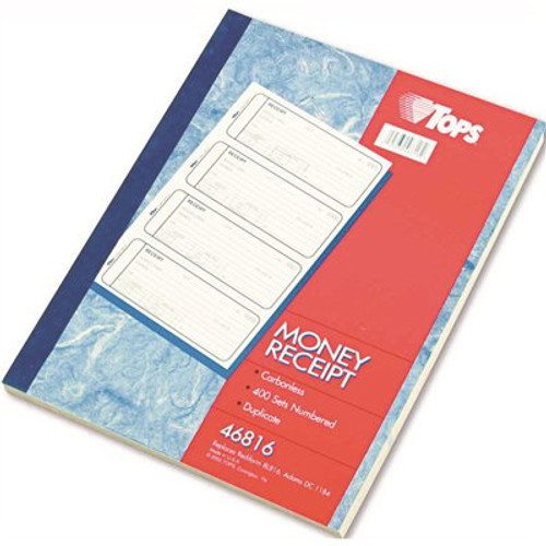 TOPS 7-1/4 in. x 2-3/4 in. 2-Part Carbonless Money and Rent Receipt Books (400 Sets/Book)