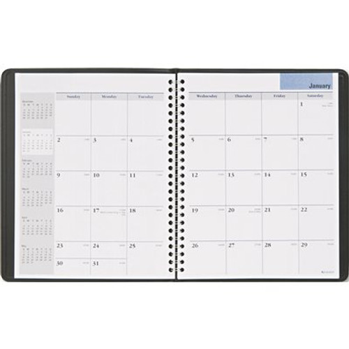 AT-A-GLANCE DESK SIZE MONTHLY PLANNER, UNRULED, 6-7/8 X 8-3/4, BLACK