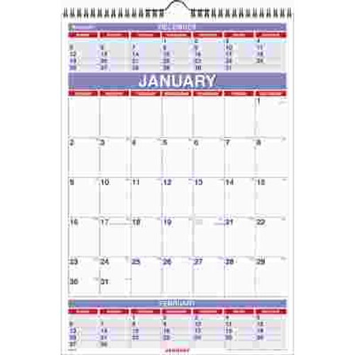 AT-A-GLANCE 15-1/2 in. x 22-3/4 in. 3-Months-Per-Page Ruled Daily Blocks Wall Calendar