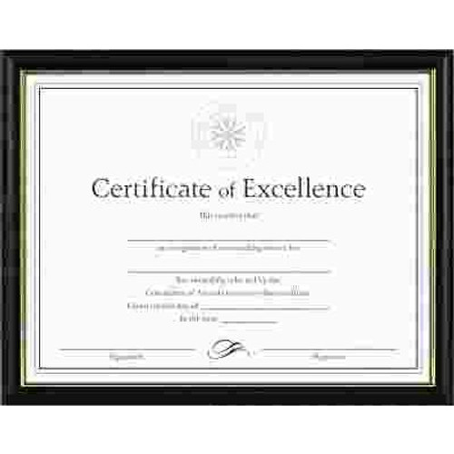 Dax Mfg. TWO-TONE DOCUMENT/DIPLOMA FRAME, WOOD, 8-1/2 X 11, BLACK W/GOLD LEAF TRIM