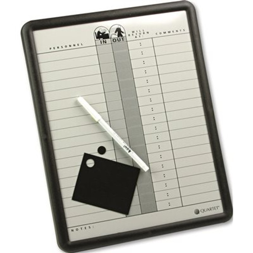 ACCO Brands EMPLOYEE IN/OUT BOARD, PORCELAIN, 11 X 14, GRAY, BLACK ALUMINUM FRAME