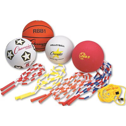 Champion Sport CHAMPION SPORT PHYSICAL EDUCATION KIT W/SEVEN BALLS, 14 JUMP ROPES, ASSORTED COLORS