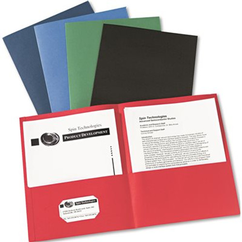 Avery Dennison AVERY TWO-POCKET PORTFOLIO, EMBOSSED PAPER, 30-SHEET CAPACITY, ASSORTED COLORS, 25/BX