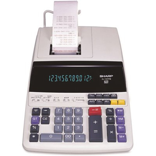 Sharp 2-Color Printing Desktop Calculator, 12-Digit Fluorescent in Black/Red