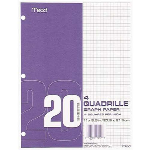 Mead Quad Ruled 3-Hole Graph Paper-Letter