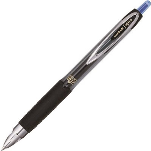 Uni-ball 12 Signo Gel 207 Roller Ball Retractable Gel Pen, Blue Ink and Micro Fine