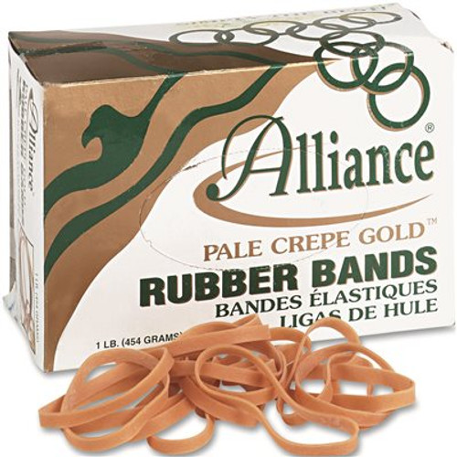 Alliance Rubber PALE CREPE GOLD RUBBER BANDS, SIZE 64, 3-1/2 X 1/4, 1LB BOX
