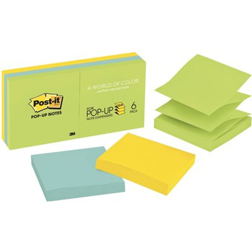 Post-It 3 x 3 in. Ultra Pop-Up Refills 3 Ultra Colors (100-Sheet Pads/Pack, 6-Pack)