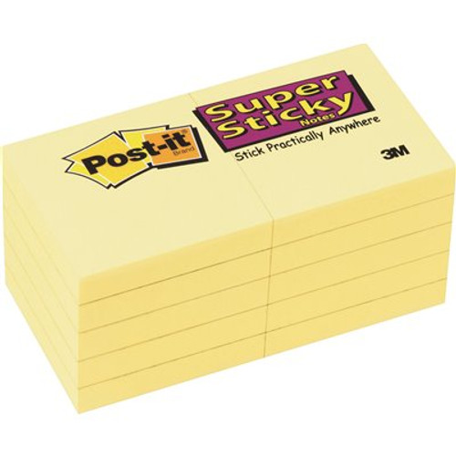 Post-It 2 in. x 2 in., Super Sticky Notes, Canary Yellow (90-Sheet Pads/Pack, 10-Pack)