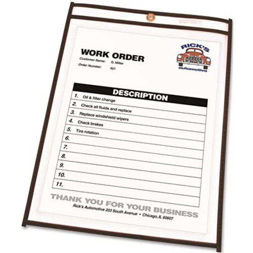 C-Line Products, Inc SHOP TICKET HOLDERS, LETTER, CLEAR FRONT & BACK W/BLACK STITCHING, 25/BOX