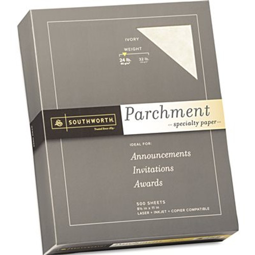 SOUTHWORTH CO. PARCHMENT SPECIALTY PAPER, 24 LBS., 8-1/2 X 11, IVORY, 500/BOX