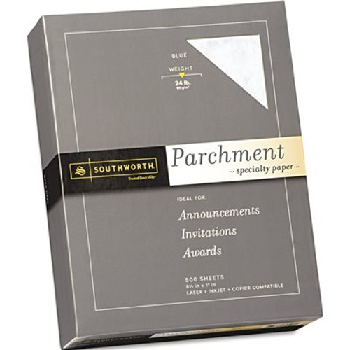 SOUTHWORTH CO. FINE PARCHMENT SPECIALTY PAPER, 24 LBS., 8-1/2 X 11, BLUE, 500/BOX