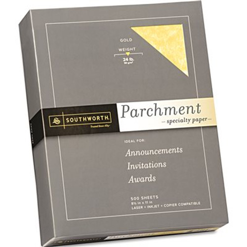 SOUTHWORTH CO. PARCHMENT SPECIALTY PAPER, 24 LBS., 8-1/2 X 11, GOLD, 500/BOX