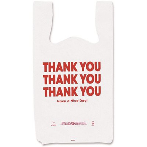 Cosco 11 in. x 22 in. Thank You Printed Plastic Bags, White (250 per Box)